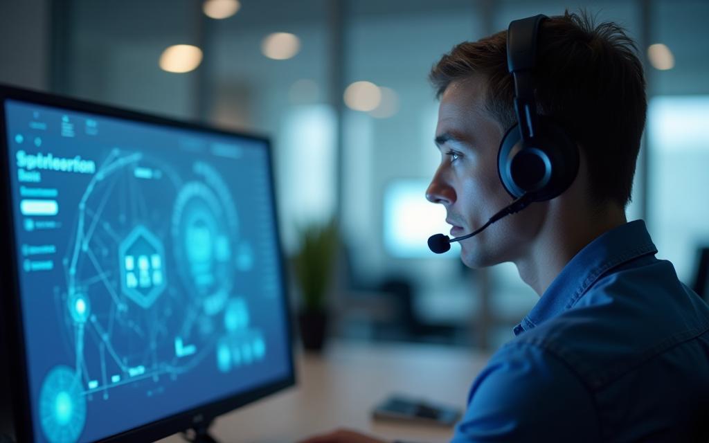 Medewerker in virtuele trainingssessie bij Dutch Learning Bank